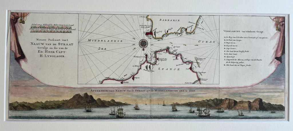Antique Gibraltar sea chart