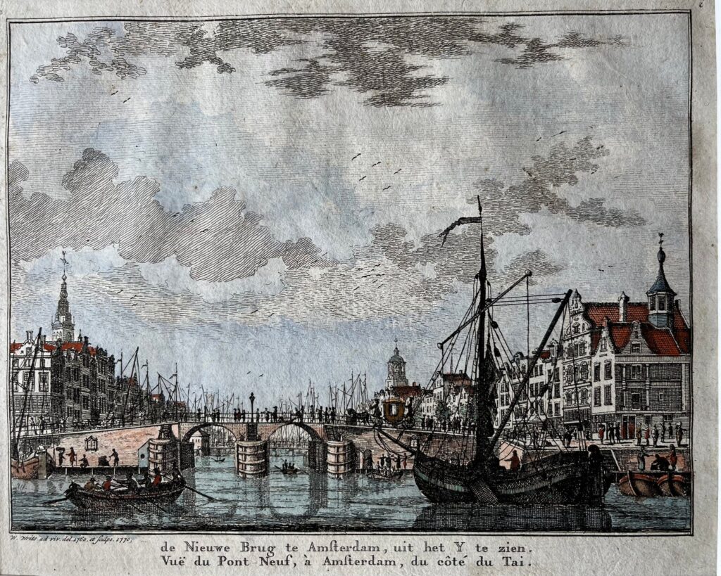 Amsterdam Nieuwe Brug Engraving - Amsterdam Nieuwe Brug antiquariaat devries and devries