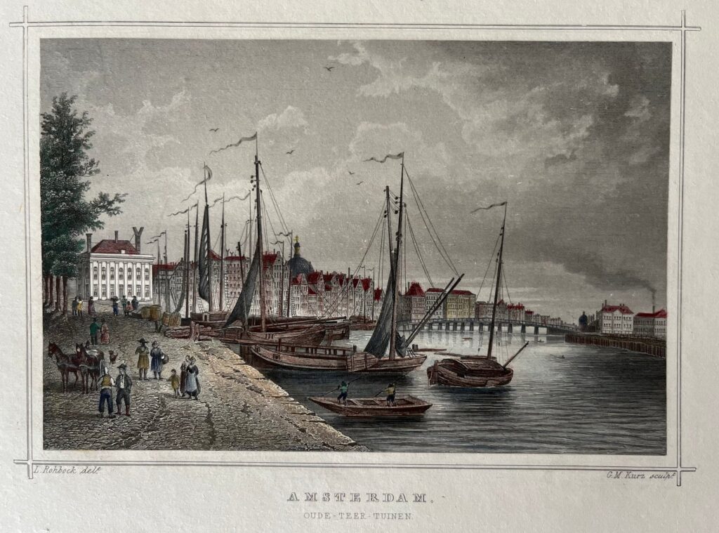 Amsterdam Oude Teertuinen Engraving - Amsterdam Oude Teertuinen antiquariaat devries and devries