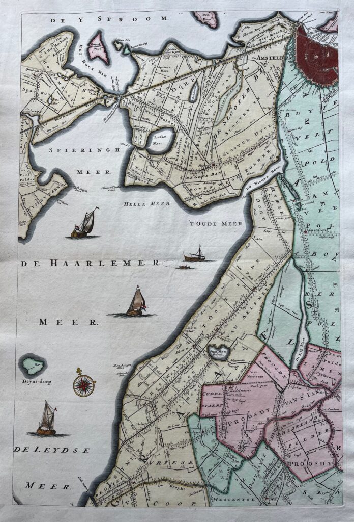 Antique Amsterdam Area Map - Amsterdam area antiquariaat devries and devries