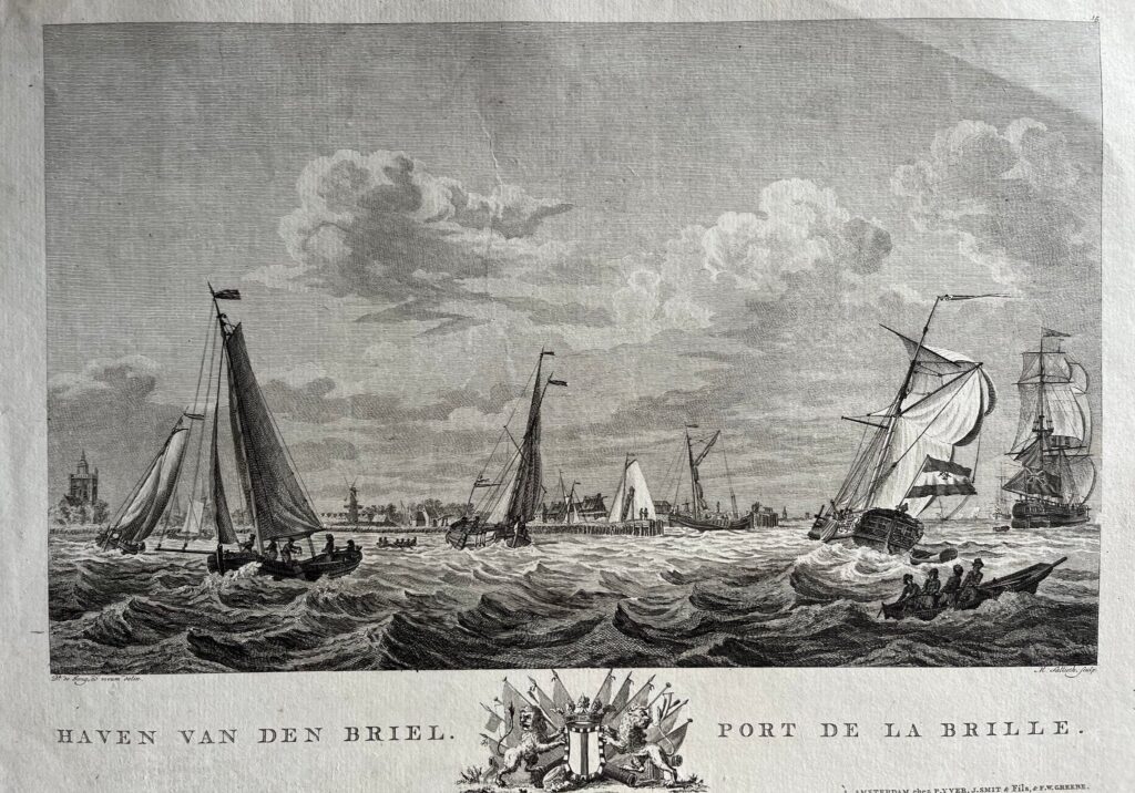 Den Briel Harbour Engraving - Den Briel antiquariaat devries and devries
