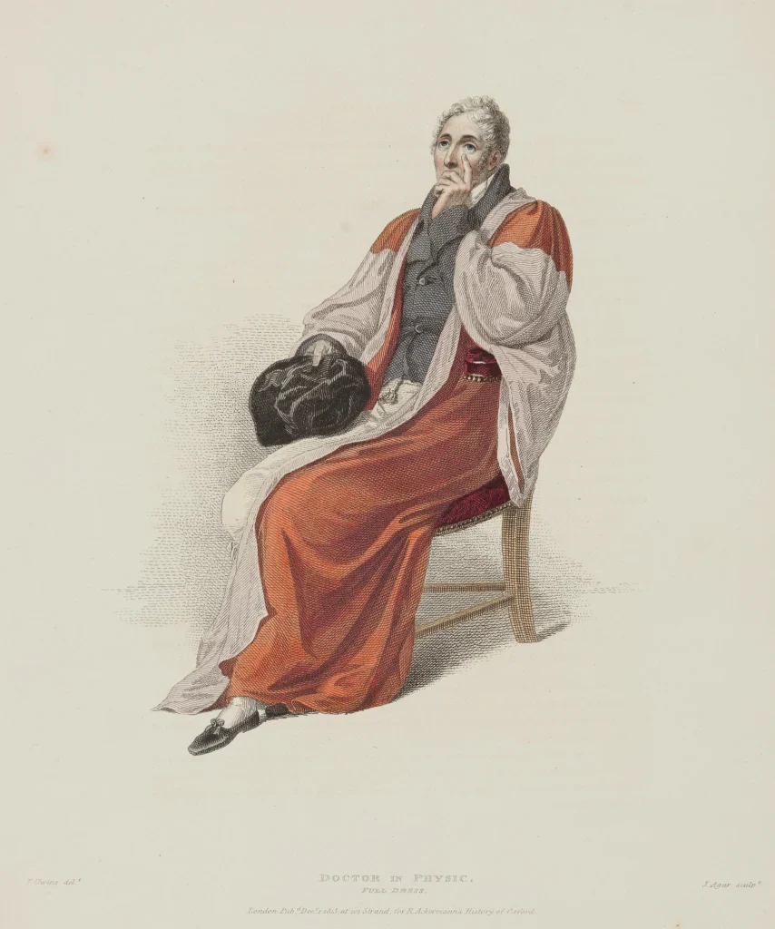 Oxford physics doctor engraving - Doctor in Physic (Full Dress) antiquariaat devries and devries