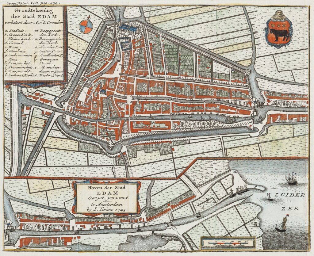 antique map of Edam - Edam Noord Holland antiquariaat devries and devries