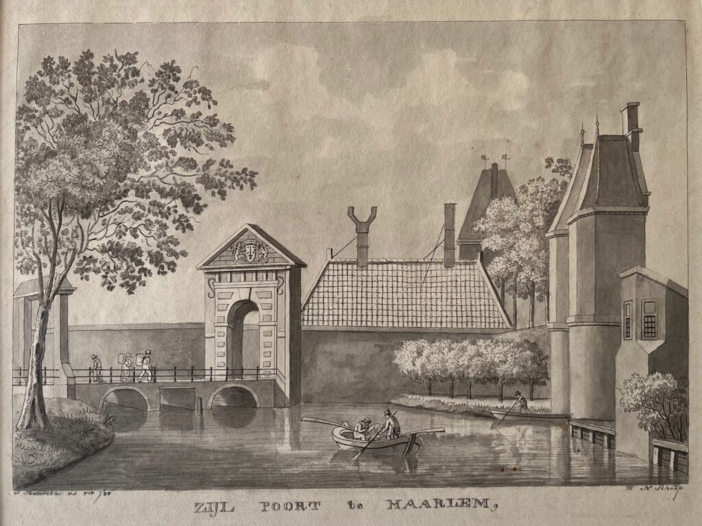 Haarlem Zijlpoort Drawing - Haarlem Zijlpoort antiquariaat devries and devries
