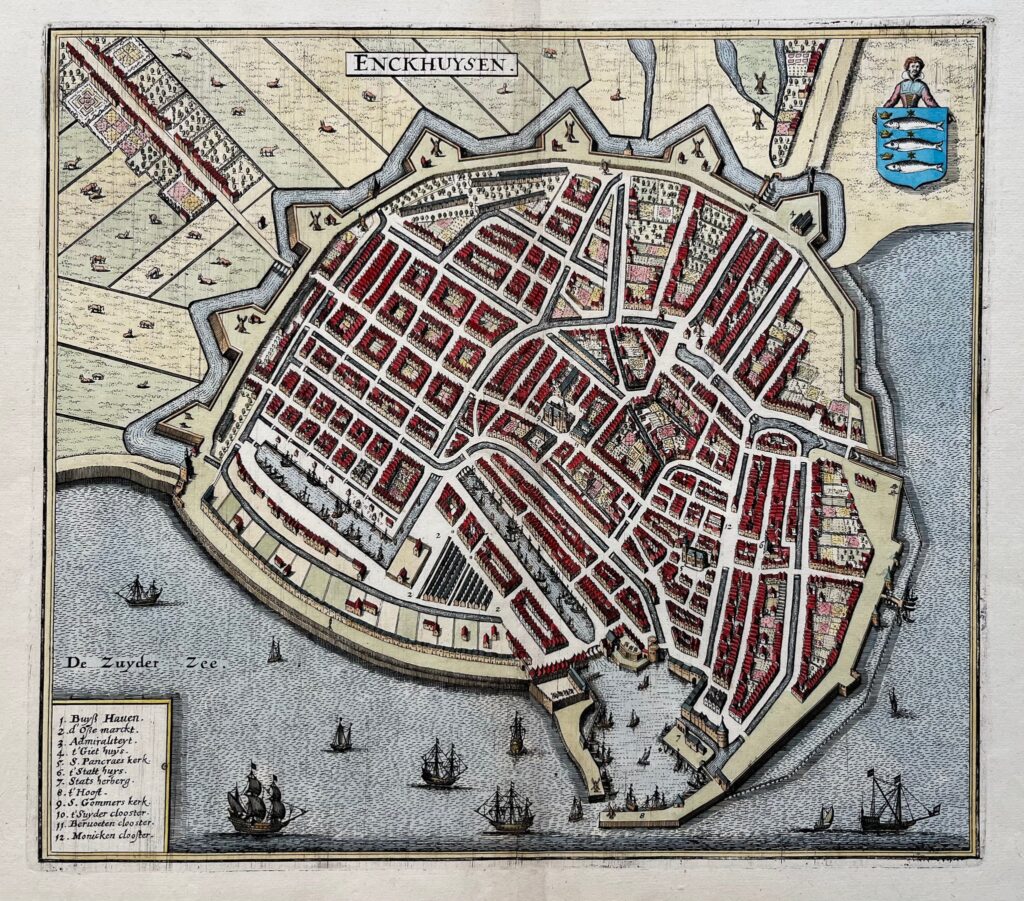 Enkhuizen City Map Merian - Map of Enkhuizen antiquariaat devries and devries