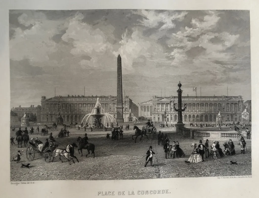 Paris Place de la Concorde Engraving - Paris Place de la Concorde antiquariaat devries and devries