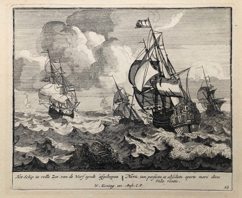 Ships at Full Sea Engraving - Ships at full sea antiquariaat devries and devries